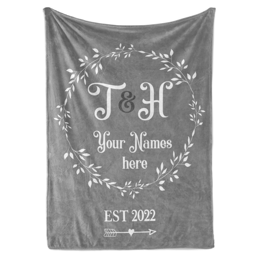 Personalized Wedding Blanket for Couples With Custom Name, Initial, and