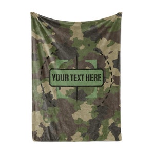 Personalized Camo Blanket Gift | Custom Name Blanket | Plush Fleece Throw Blanket | Blanket for Kids | Military Blanket | Army Marine Camo
