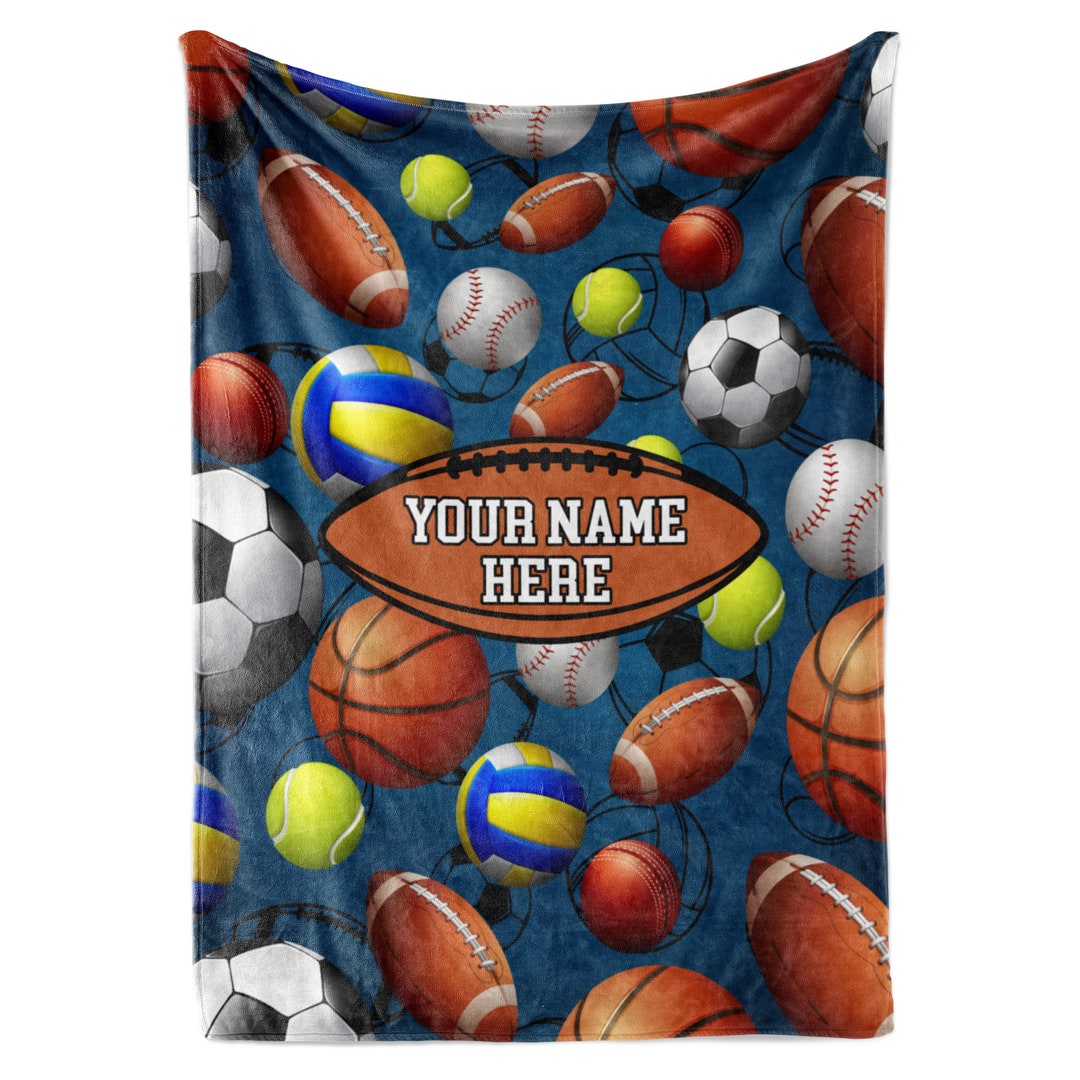 Personalized Boys Mixed Sports Blanket Gift American Sports Custom Name