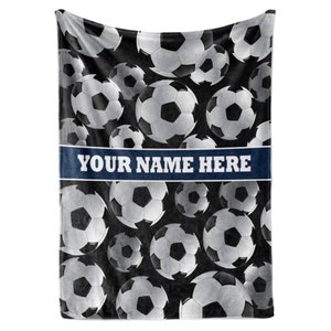 Personalized Soccer Blanket for Kids or Adults | Custom Name and Number Throw for Boy and Girl Athletes | High School and College Sports
