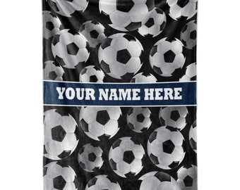 Personalized Soccer Blanket for Kids or Adults | Custom Name and Number Throw for Boy and Girl Athletes | High School and College Sports