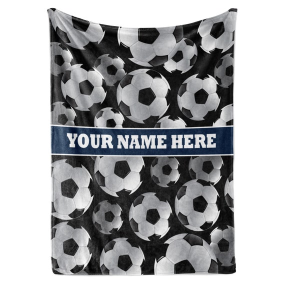 Personalized Soccer Blanket for Kids or Adults | Custom Name and Number Throw for Boy and Girl Athletes | High School and College Sports