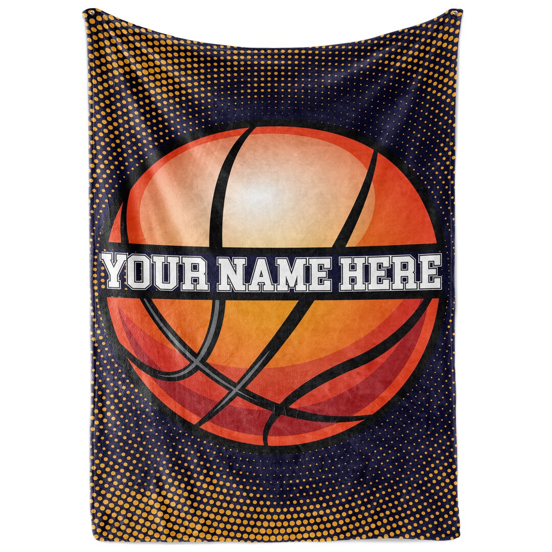 Personalized Basketball Blanket for Kids Gift Custom Name Blanket Fleece Throw Blanket for