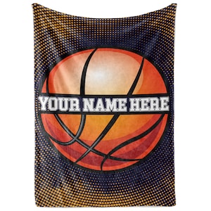 Personalized Basketball Blanket for Kids Gift | Custom Name Blanket | Fleece Throw Blanket for Toddlers | Perfect Kids Blanket