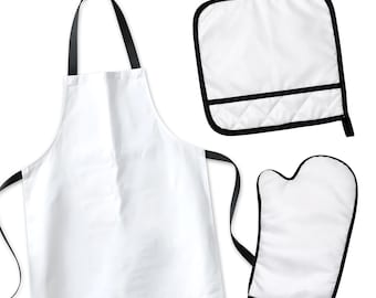 Sublimation Blanks – Oven Mitt (Right Hand), Pot Holder, or Apron – DIY Heat Transfer Kitchen Blanks – Customizable Dye Sublimation Items
