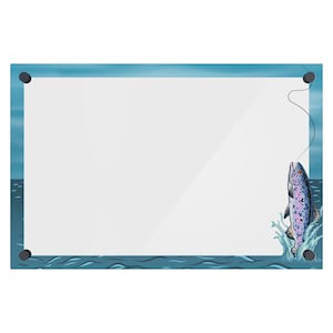 Acrylic Dry Erase Board for Wall with Fishing Themed Border - Shipped Next Day, Made in USA, Wall Mounted