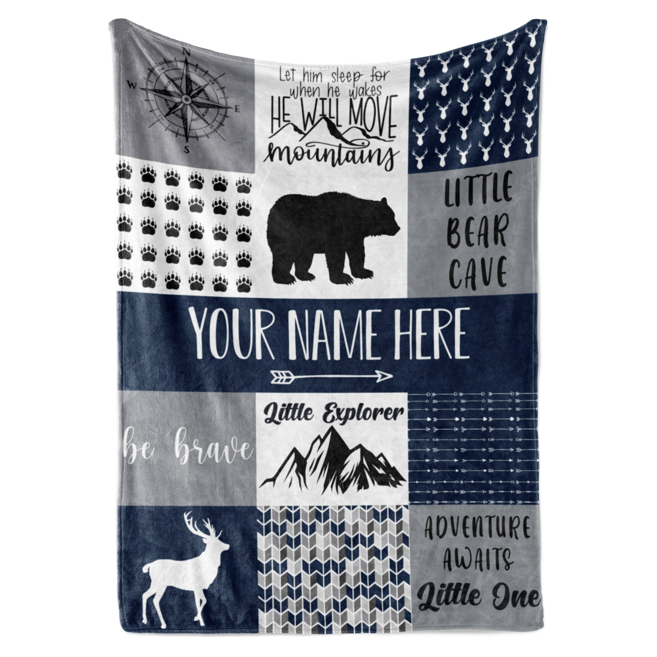 Personalized Woodland Blankets for Boys | Customized Baby Blanket with Name | Soft & Warm Newborn Nursery Gift | Soft Fleece and Sherpa