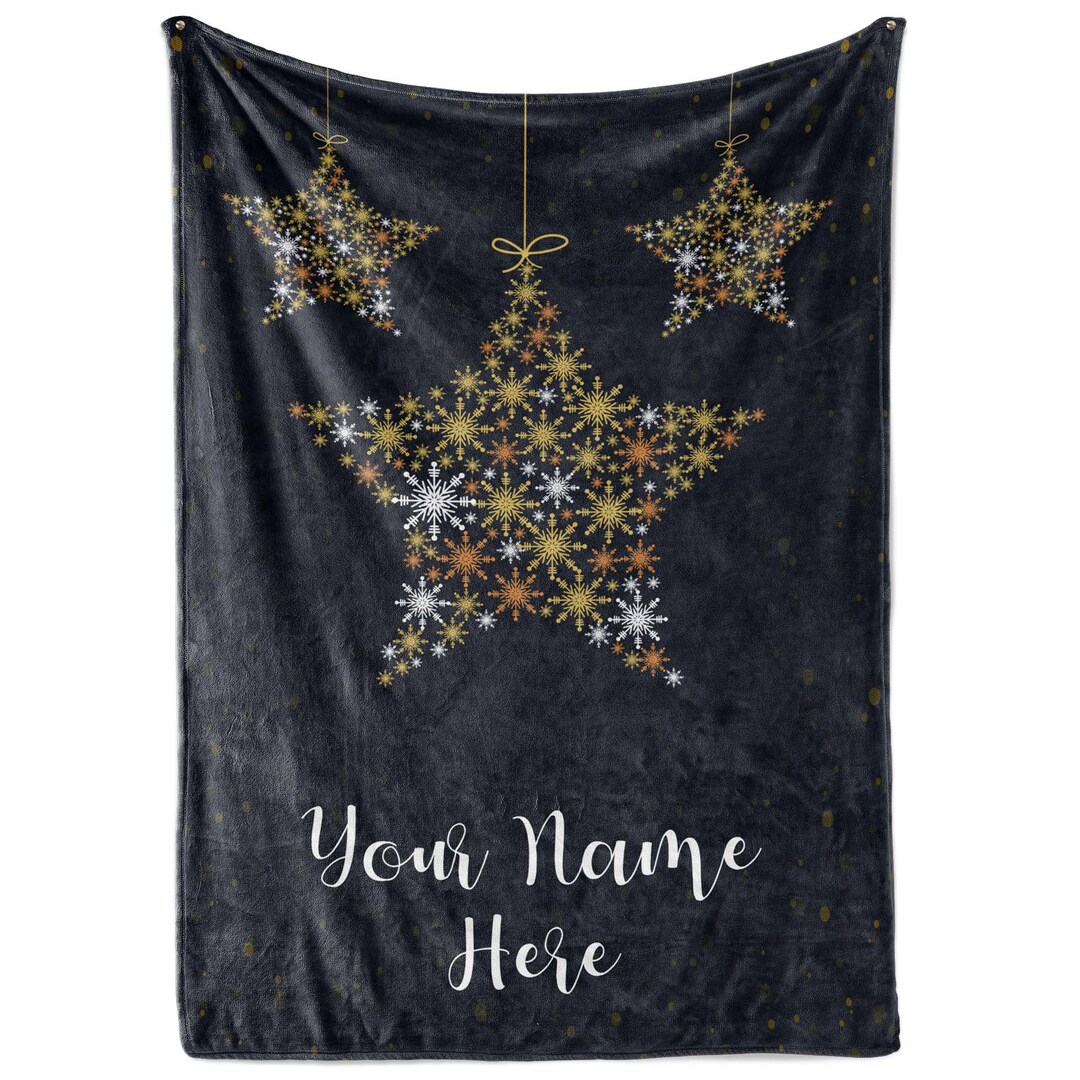 Personalized Christmas Star Ornament Blanket Custom Christmas Blankets