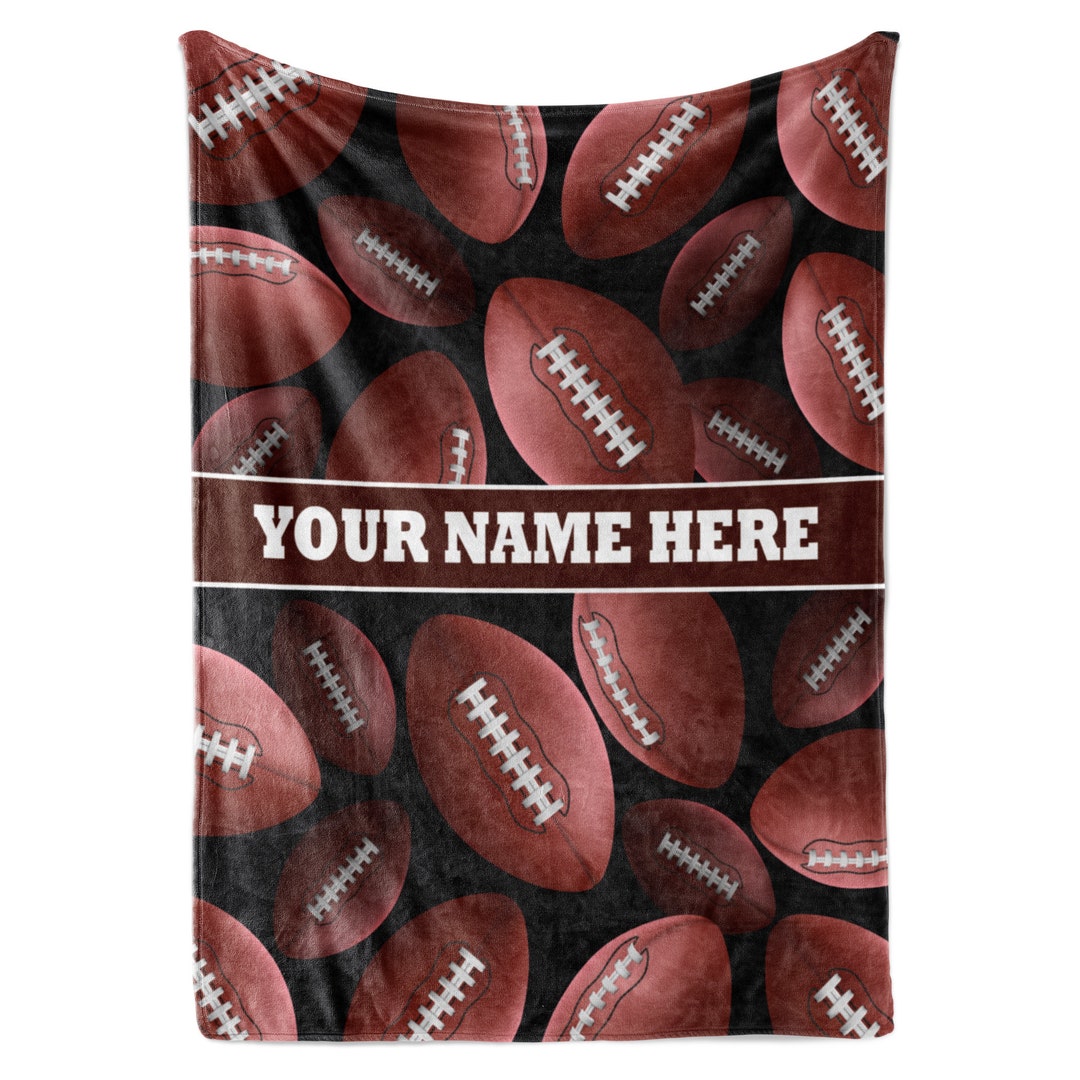 Personalized Fan Football Blanket for Kids or Adults Custom Name Throw