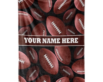 Personalized Fan Football Blanket for Kids or Adults | Custom Name Throw for Boy & Girl Athletes | Classic Sports Theme |  Fun Birthday Gift