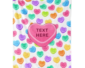 Ships Next Day, Personalized Valentine's Day Sweetheart Throw Blanket - Made in USA - Customized Gift - Cozy and Soft Couch or Bed Blanket