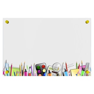 Custom Acrylic Dry Erase Board for Wall with Stylish, School Themed Border - Shipped Next Day, Made in USA, Non-Magnetic, Board for Teachers