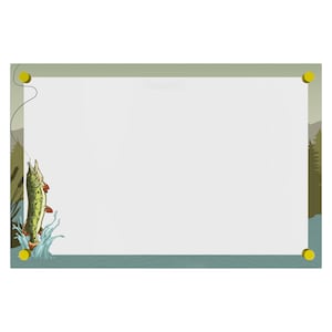 Acrylic Dry Erase Board for Wall with Fishing Themed Border - Shipped Next Day, Made in USA, Wall Mounted