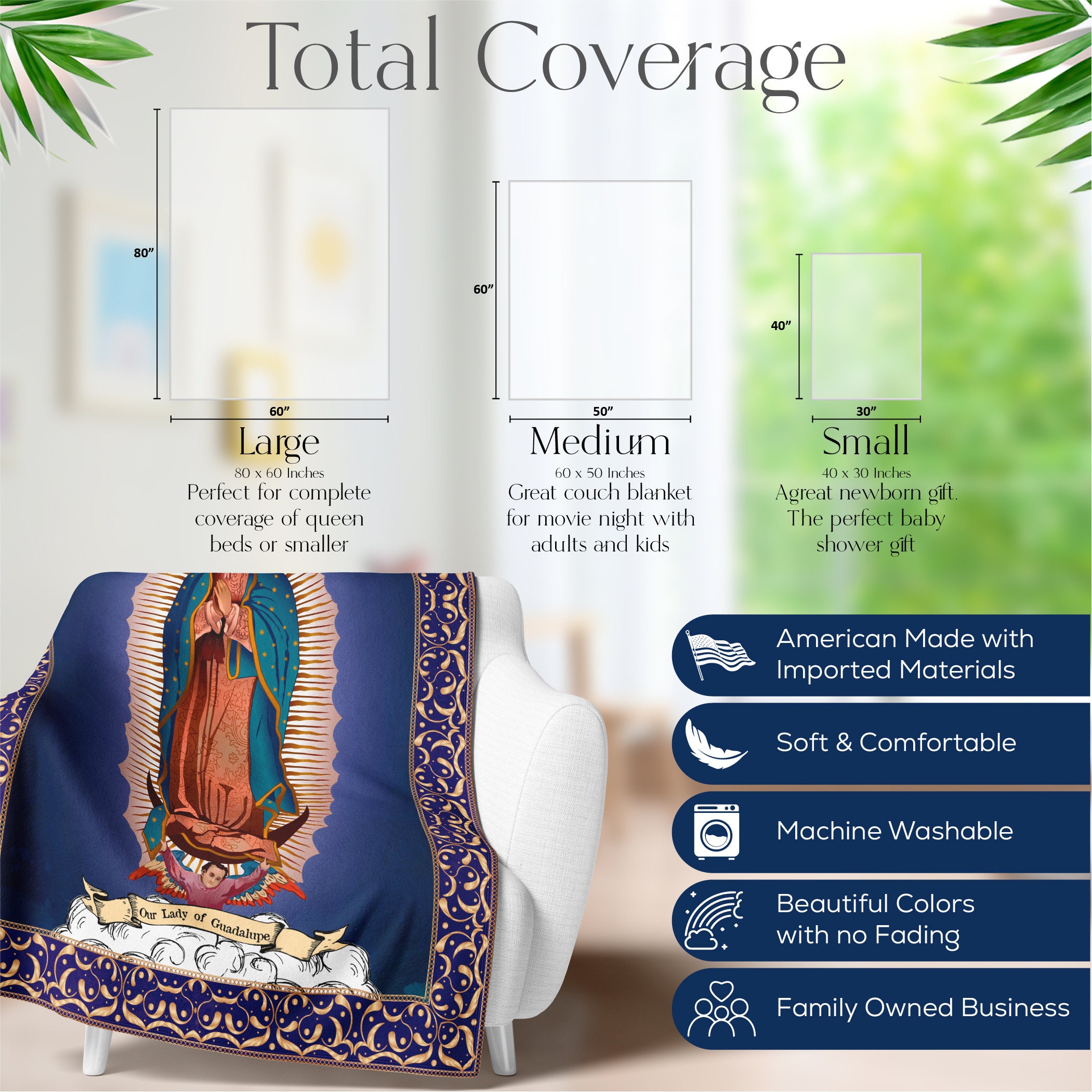 Our Lady of Guadalupe Blanket for Adults | Vintage Roman Catholic