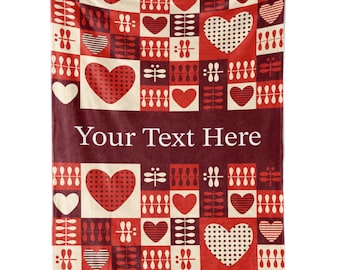 Ships Next Day, Personalized Valentine's Day Heart Patch Throw Blanket - Made in USA - Customized Gift - Cozy and Soft Couch or Bed