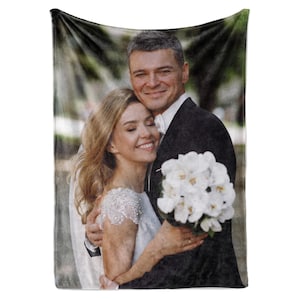 Ships Next Day - Personalized Photo Blanket - Printed in USA - Custom Throw for Mom, Dad, Couples, Family - Soft Fleece & Sherpa Keepsake