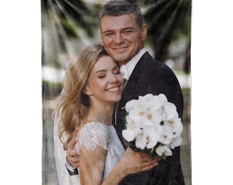 Ships Next Day - Personalized Photo Blanket - Printed in USA - Custom Throw for Mom, Dad, Couples, Family - Soft Fleece & Sherpa Keepsake