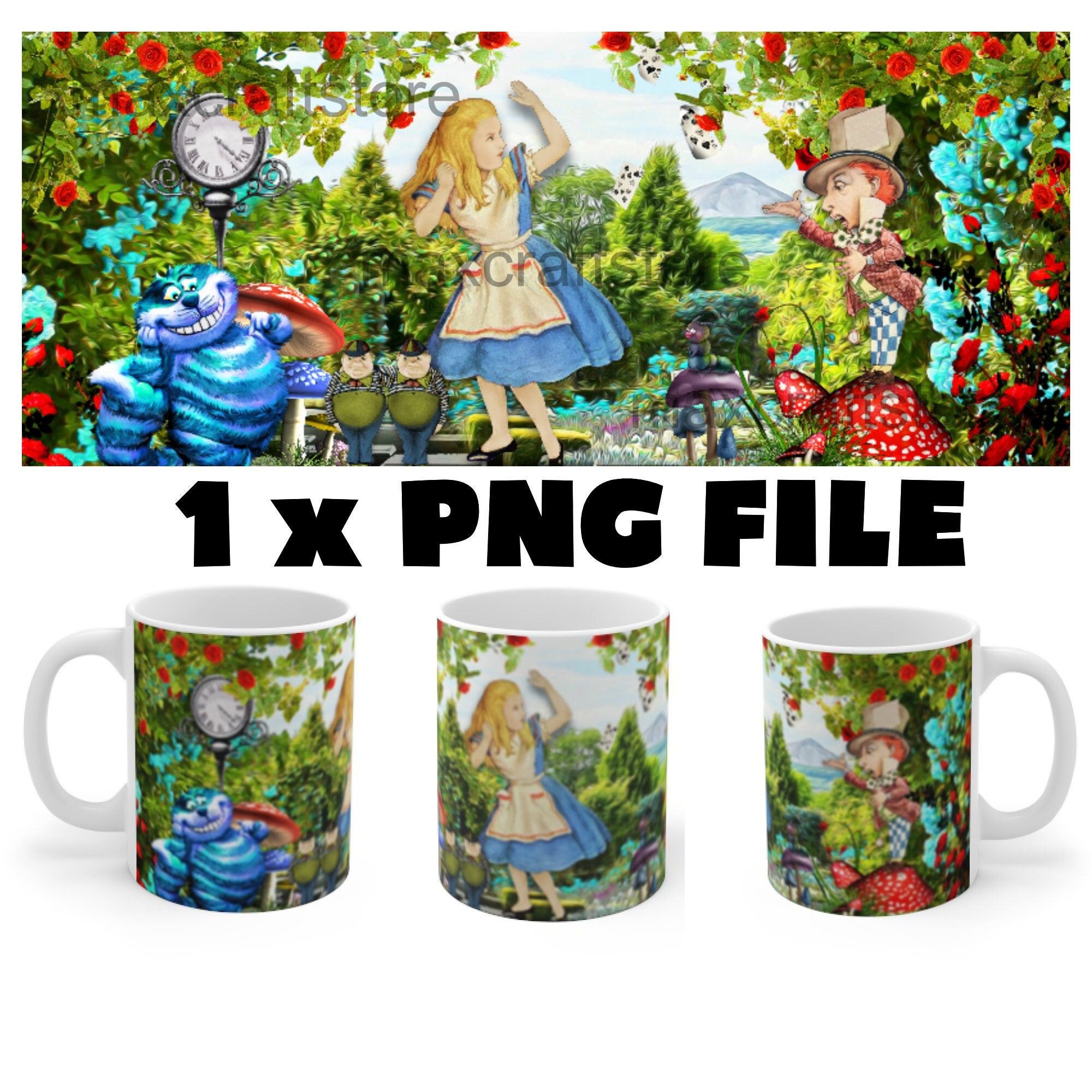 Alice in Wonderland Themed Mug Wrap 11oz Sublimation Digital File