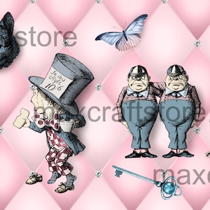 Alice in Wonderland Pink Tea Party Mug Wrap 11oz Sublimatie Digitaal Bestand