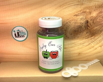 Apple Scented Blowing Bubbles ~ smelly sensory play cheap toys unique gifts silly scents yard games toddler friendly birthday gift outdoor