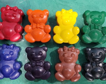 Teddy Bear Shaped *SCENTED* Crayons - Gift - Stocking Stuffer - Scented Crayons - Crayon Shapes - Valentine - Birthday - Party Favor