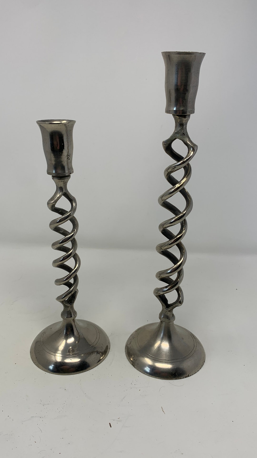 Open Barley Twist Candle Holders Cast Iron Etsy