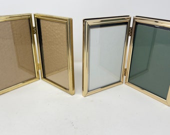 2  Double Vintage Brass Frames 5" by 7"