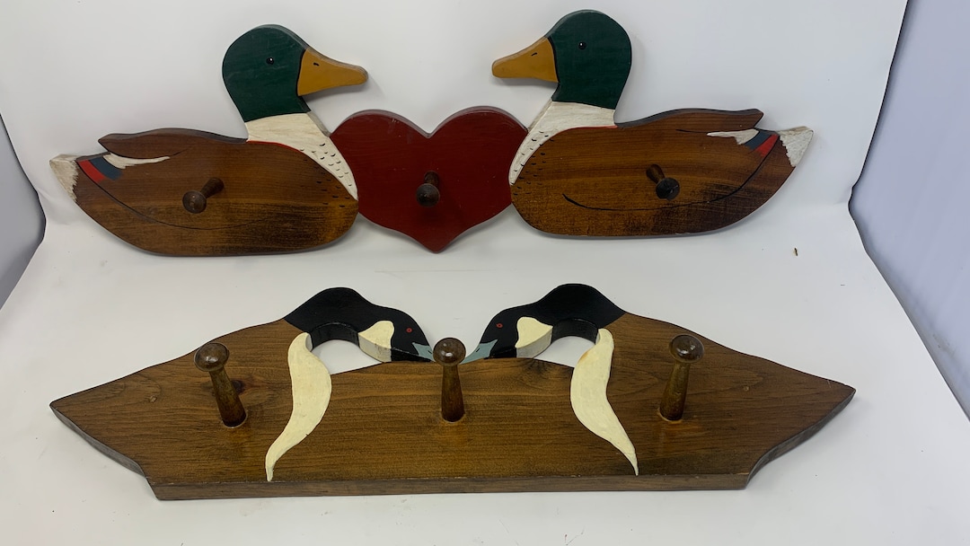 Pair of Hand Made Duck/geese Coat Hangers Vintagehand Painted Etsy