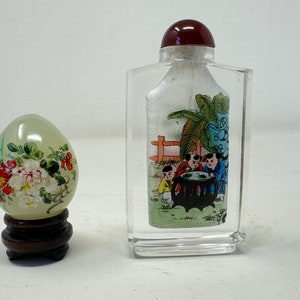 Hand Painted Chinese Snuff Bottle and Egg