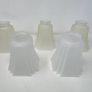 Set of 5 Vintage Frosted Glass Chandelier Shades
