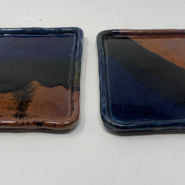 Pair of Rectangular Vintage Plates Studio Pottery