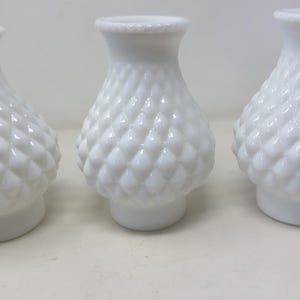 Set of 3 Diamond Point White Glass Lamp Shades