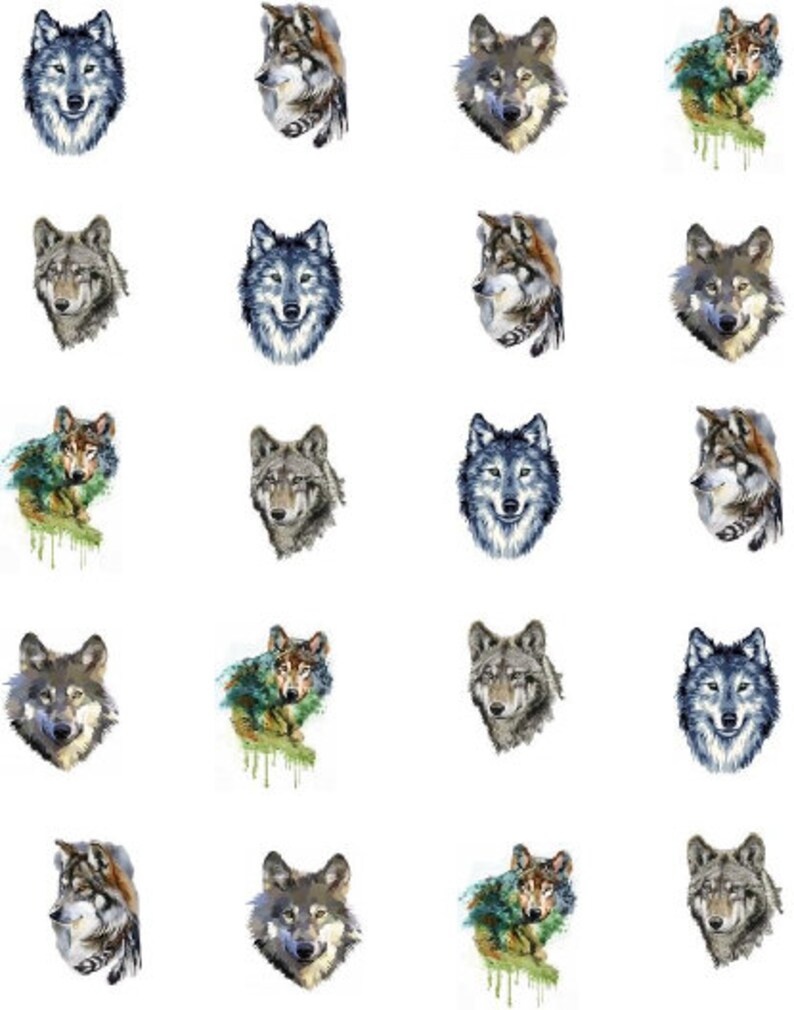 WOLF Waterslide Nail Decals Etsy