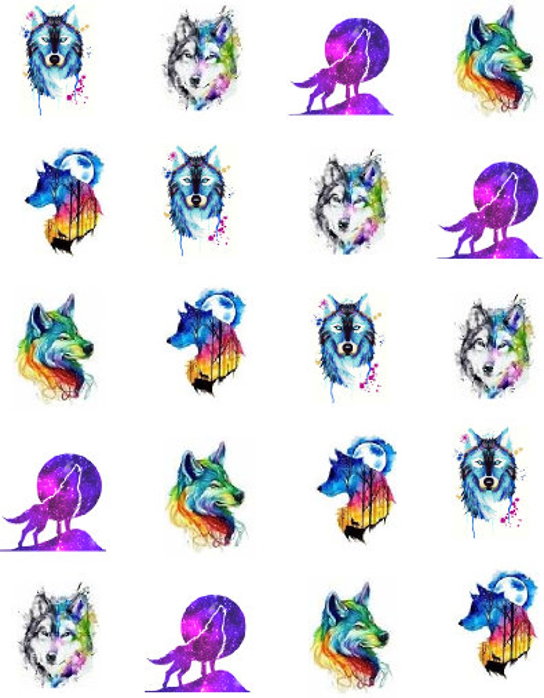 WOLF Waterslide Nail Decals Etsy