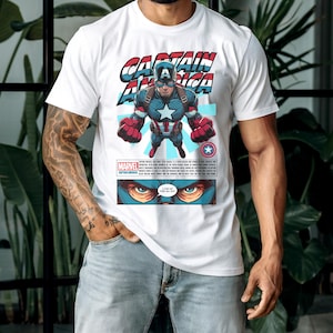 Captain America Unisex Tee, Disney Short Sleeve Shirt, M@rvel Fan Gift, Comic Book Superhero Top, @vengers T-Shirt