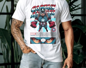 Captain America Unisex Tee, Disney Short Sleeve Shirt, M@rvel Fan Gift, Comic Book Superhero Top, @vengers T-Shirt