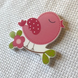 Pink Spring Bird, Cross Stitch, Embroidery and Planner Accessory, Magnetic Needle-minder, Needle Minder, Needle Nanny