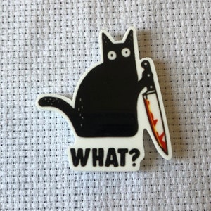 What Stabby Kitty, Cross Stitch, Embroidery and Planner Accessory, Magnetic Needle-minder, Needle Minder, Needle Nanny