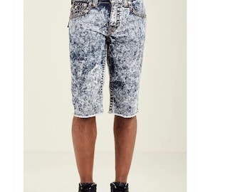 True Religion Y2kCut-Off Shorts Mens 29 Blue Acid Wash Condition Raw Hem