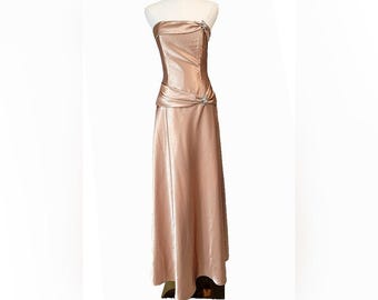Robe bustier en satin rose poudré Jessica McClintock Y2k Luxurios