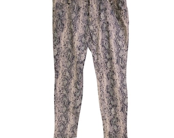 Baby Phat Snakeskin Print Skinny Jeans Womens 16 Gray Tan Excellent Y2K Stretch