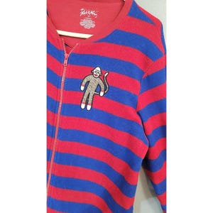 Pyjama une pièce vintage Nick & Nora Sock Monkey en polaire, taille M image 1