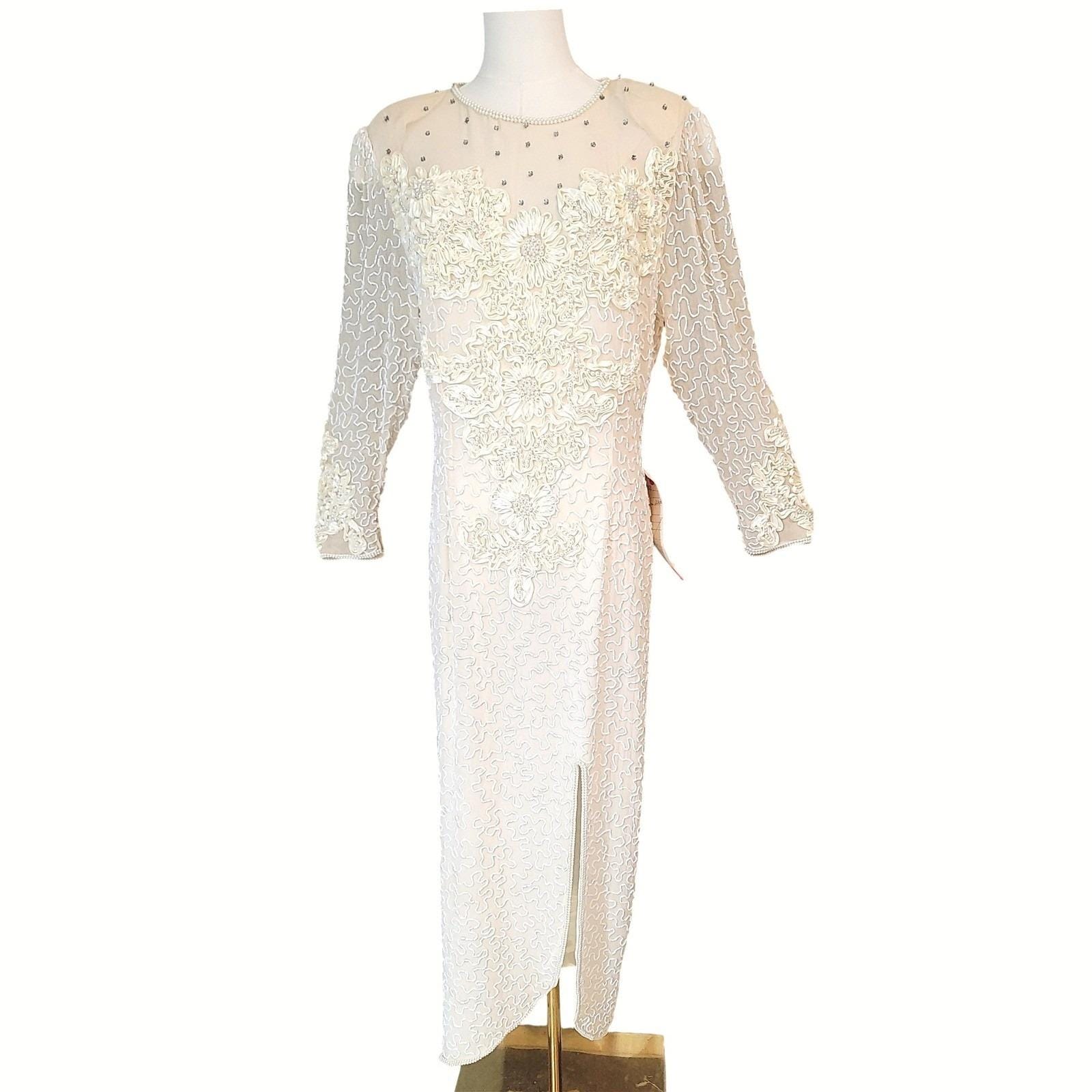 Vintage Alyce Designs Beaded Embellished Gown Long Sleeve Formal Dress Vintage Alyce Designs Beaded Embellished Gown Long Sleeve Formal Dress