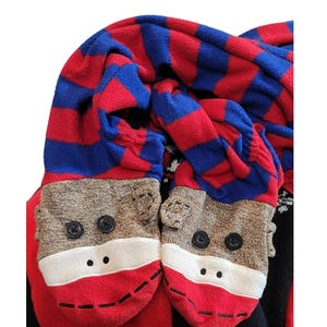 Pyjama une pièce vintage Nick & Nora Sock Monkey en polaire, taille M image 3