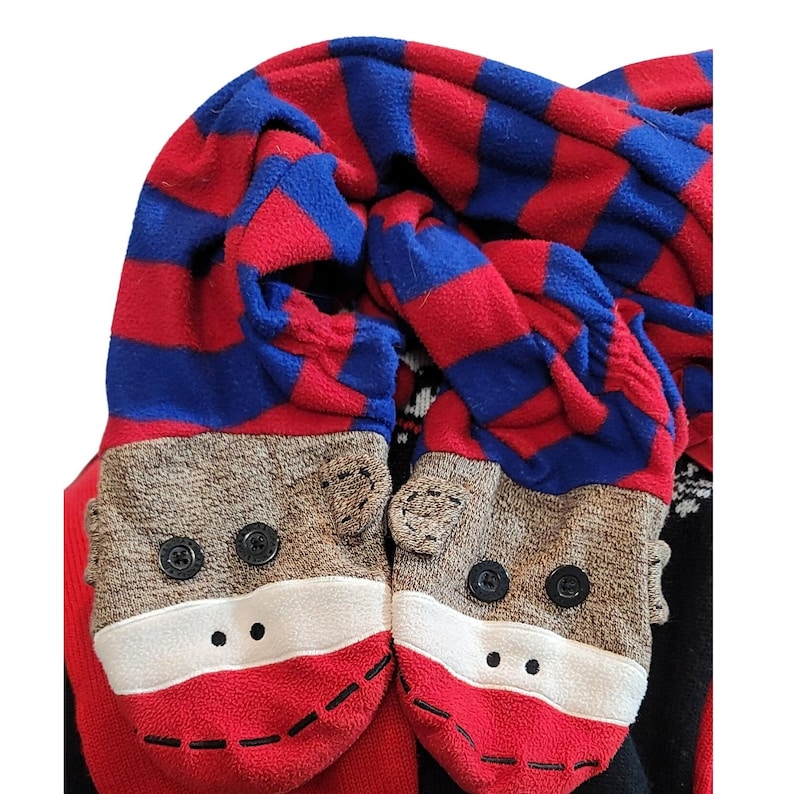 Pyjama une pièce vintage Nick & Nora Sock Monkey en polaire, taille M image 3