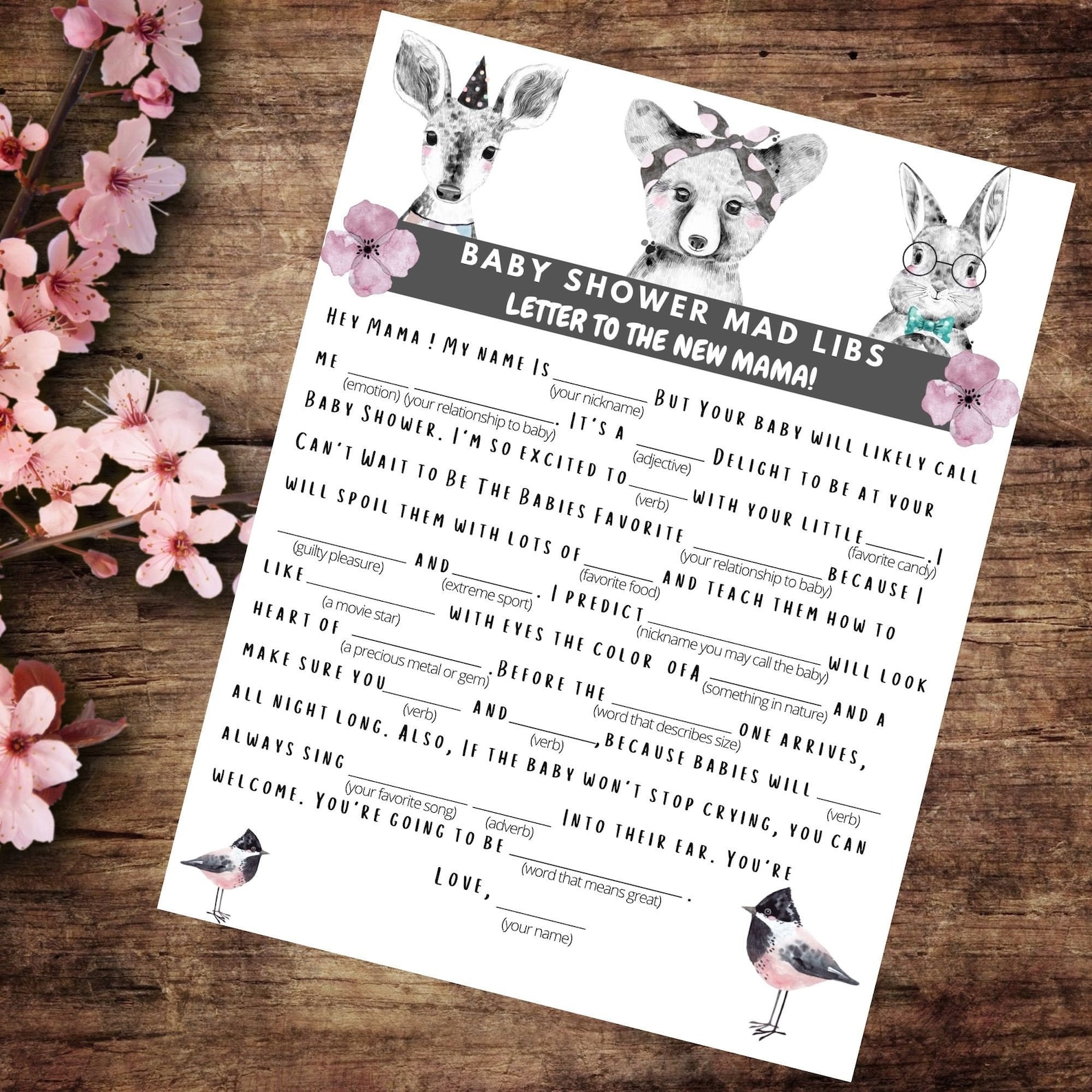 Baby Shower Mad Libs Game - Easy &amp; Fun - Printable at Home Baby Shower ...