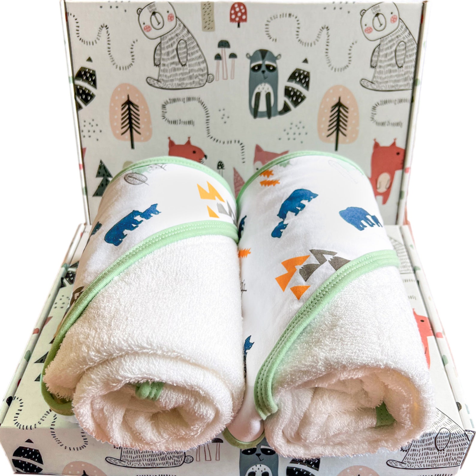Newborn Bath Towel Gift Set 2 Pack Fits Ages 0 to 3 Ultra Soft Bamboo