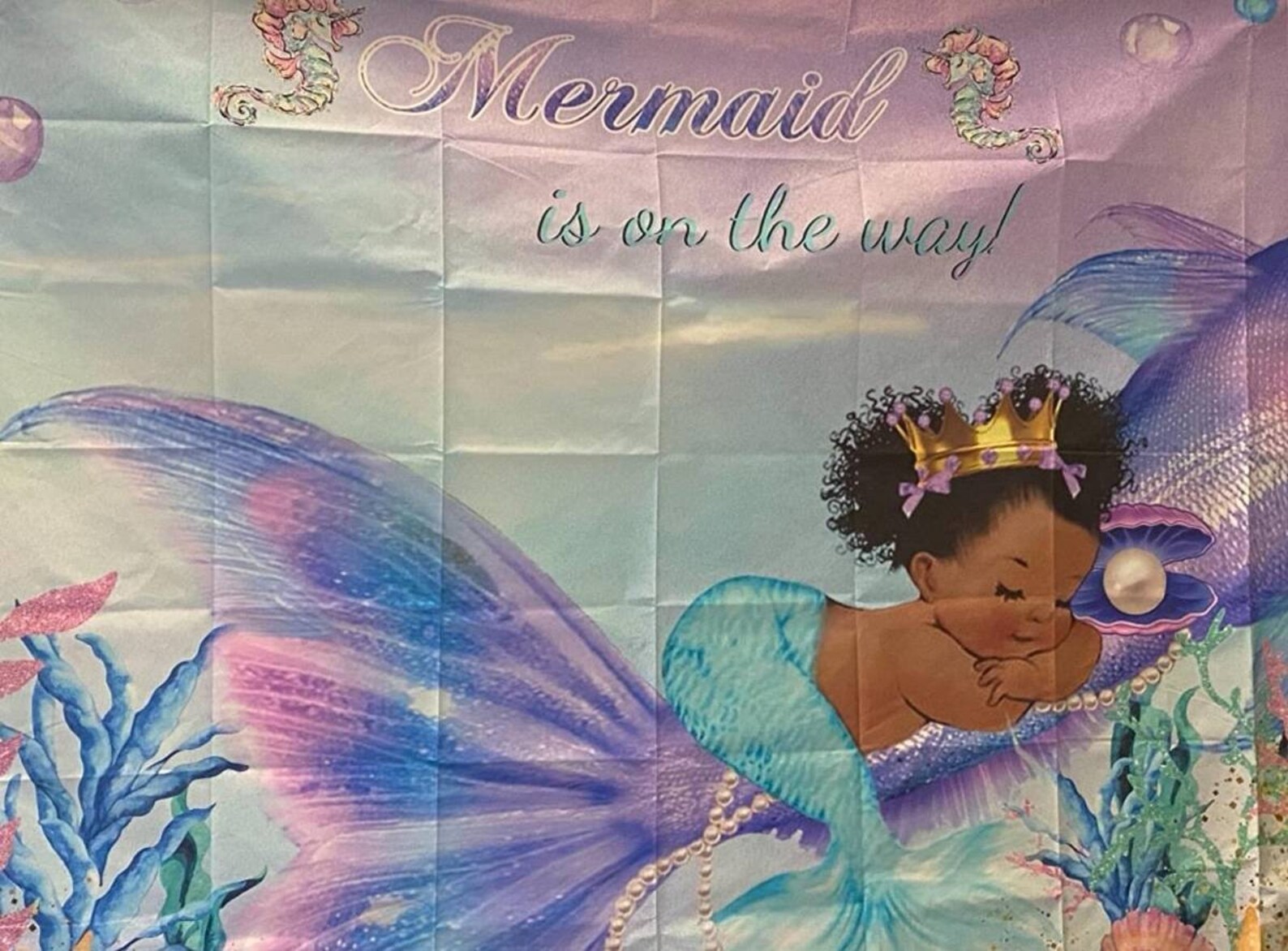 Black Mermaid Backdrop Black Mermaid Baby Shower African Etsy