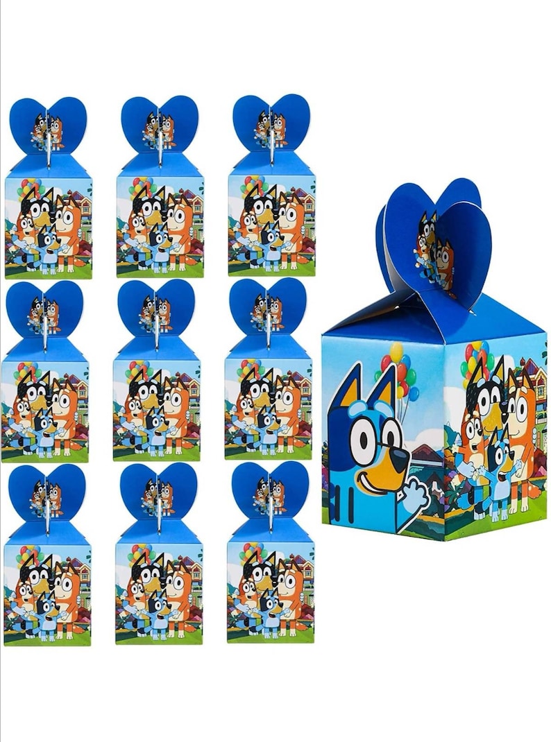12 Pc Set Bluey Gift Bags Bluey Birthday Bluey Treat Boxes Etsy UK