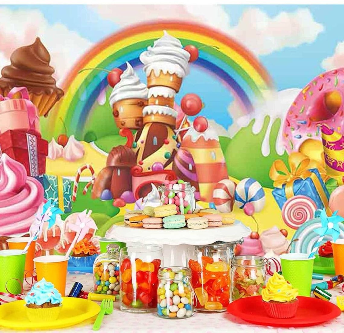 Candyland Backdrop Two Sweet Backdrop Candyland Birthday Etsy